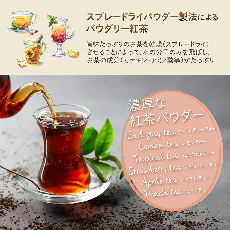 ドライフルーツティー 【ストロベリー】 パウダリー紅茶 食べれるダイスカットドライフルーツ10g×5パックセット