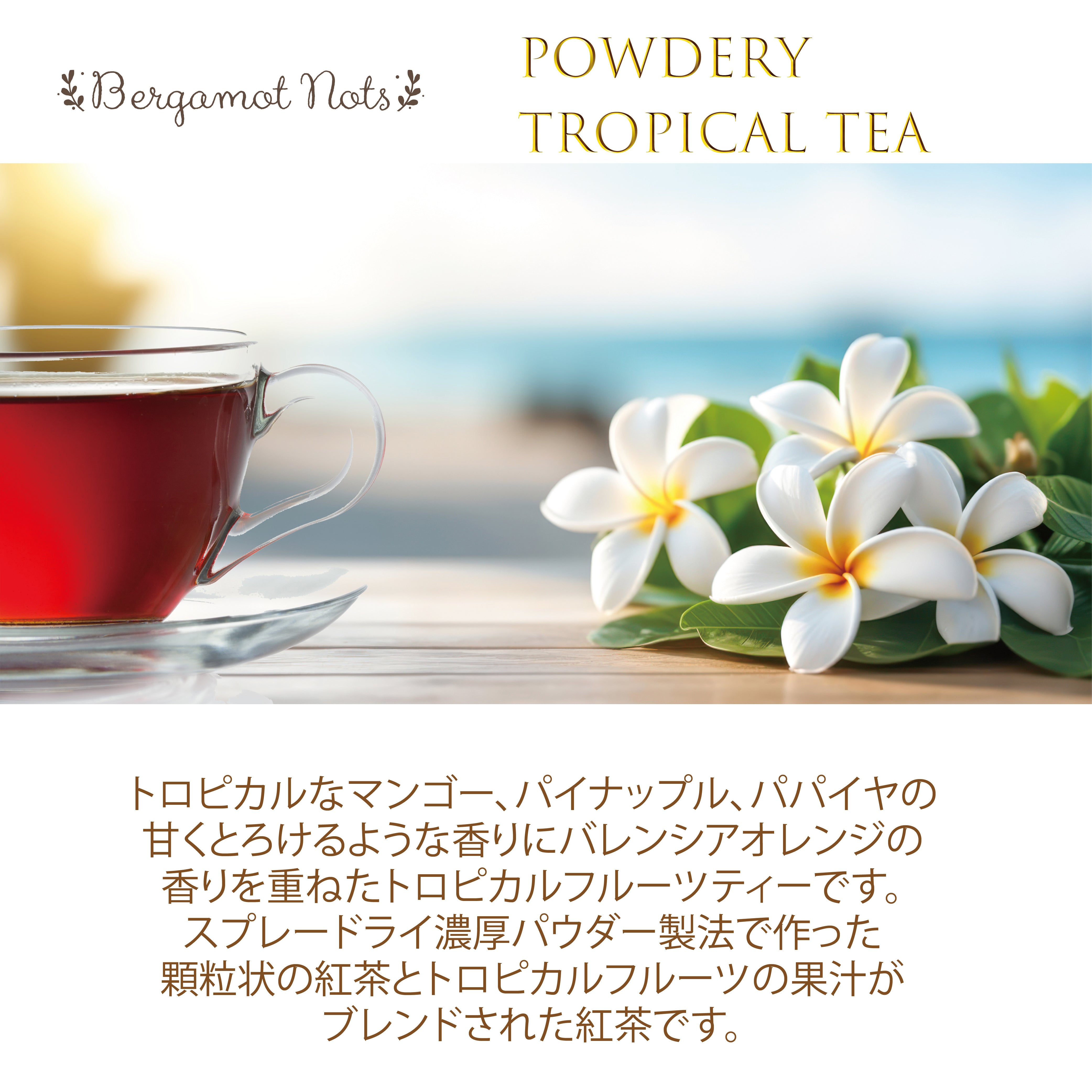 パウダリー トロピカルティー 無糖 ほんのり甘酸っぱいトロピカルフルーツパウダーと紅茶パウダーをブレンド(簡単：お水・お湯にサッと溶ける) 業務用 インスタント紅茶 パウダー (100g、250g)